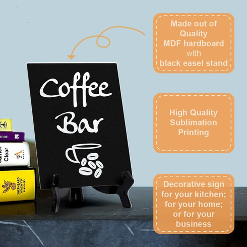 Signs ByLITA Coffee Bar Table Sign, 6" x 8" (Black) - 1 Pack