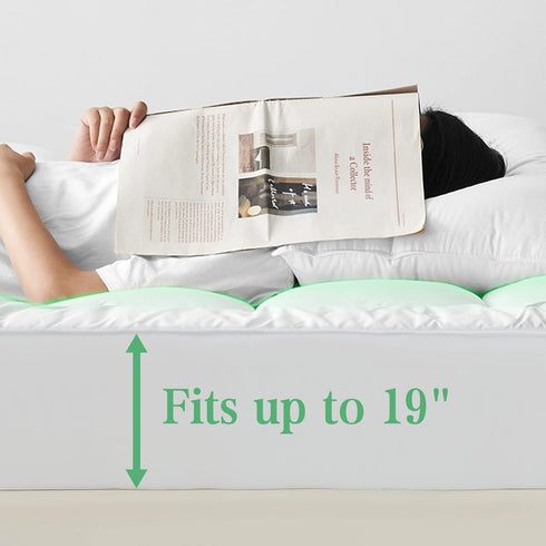 UNILIBRA Twin Size Mattress Pad, Cooling Rayon from Bamboo, Quilted Fitted Protector with Deep Pocket, Ultra Soft