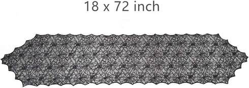 ibohr Halloween Table Runner with Spider Web Lace, Festival Table Decoration for Parties, 18 X 72 Inch