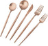 Copper Gold Flatware, Royal 5 Pieces Luxury Matte Finish 18/10 Stainless Steel Tableware Set for 1