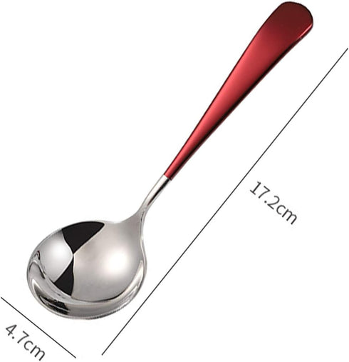 18/10 Round Head Stainless Steel Soup Spoons, Modern Thick Short Handle Korean Spoon, Set of 5, 6.3 Inch