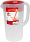 RUBBERMAID Covered Pitcher, 2.25 qt, White with Red Cover