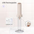 Rechargeable Coffee Frother by ELMWAY, Electric Milk Frother with Charging Stand & Wall Mount, Handheld Drink Mixer