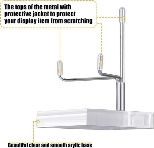 4 Pcs Adjustable Metal Arm Display Stand Easel with Acrylic Base for Geodes, Mineral, Agate Plates