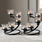2Pcs Black 5-arm Metal & Glass Tea Light Candle Holders for Table