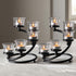 2Pcs Black 5-arm Metal & Glass Tea Light Candle Holders for Table