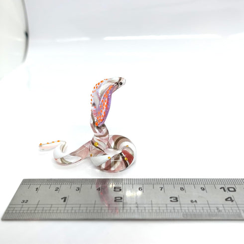Snake/Cobra Miniature Figurines, Hand Blown Glass Art Collectible Gift for Home Decor (Multi-Red)