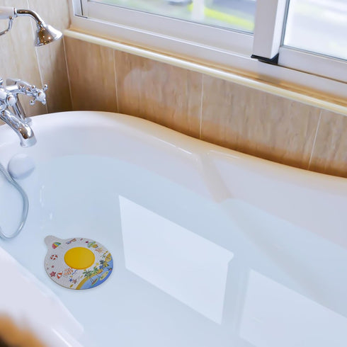 Iensen Silicone Bathtub Drain Stopper with Beach Scenery Print - Universal Tub Plug Cover, Beautiful Coral Reef Design