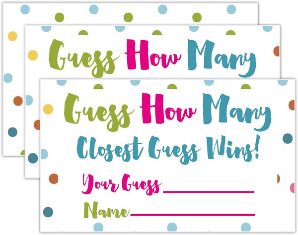 Candy Guessing Game Cards - 50-Pack for Games, Activities, and Decorations
