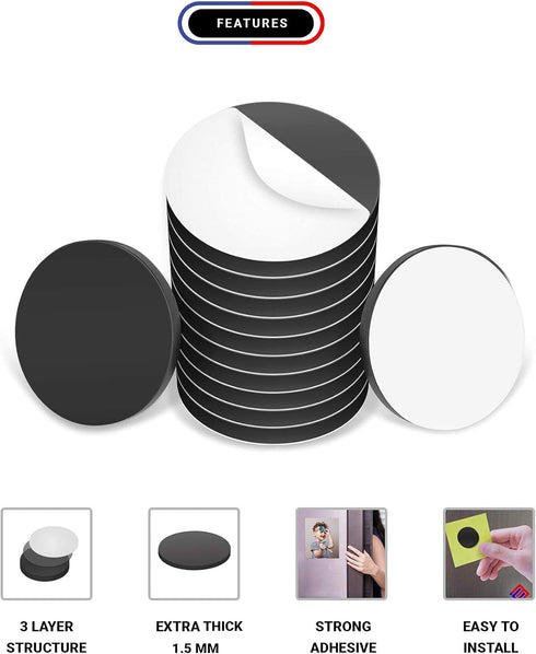 Adhesive Magnetic Discs - Round Magnetic Dots with Adhesive Backing, 1/2 inch, 1000 Pieces for Crafts