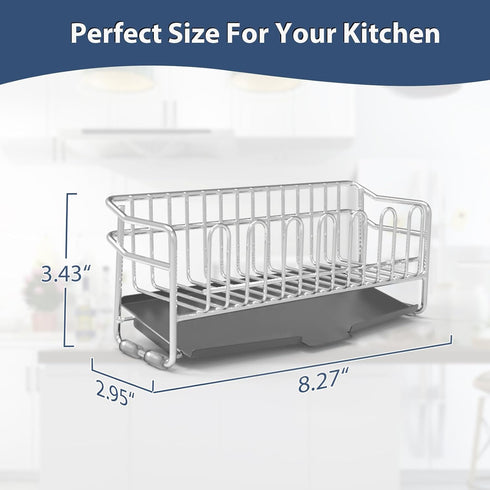 KABUM 304 4 304 (8.27x2.95x3.43) Stainless Steel Sponge Holder for Kitchen Sink, Compact Sink Caddy with Non-Slip
