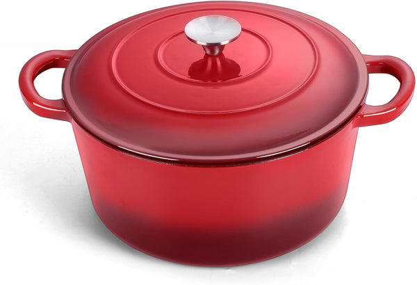 TeamFar 3qt Dutch Oven, Small Enameled Cast Iron Dutch Oven Pot with