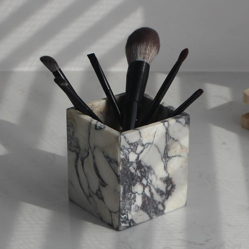 Genuine Calacatta Viola Marble Toothbrush Holders, Natural Marble Makeup Brush Holder for Bathroom Countertop Organizer