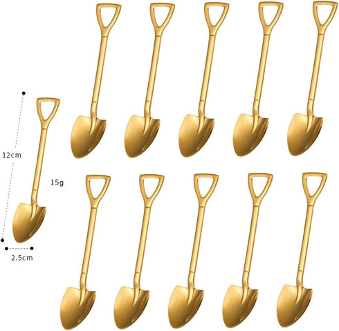 20 Pack Gold Shovel Shape Demitasse Espresso Spoons, 4.7 Inch Stainless Steel Mini Spoons for Dessert, Tea