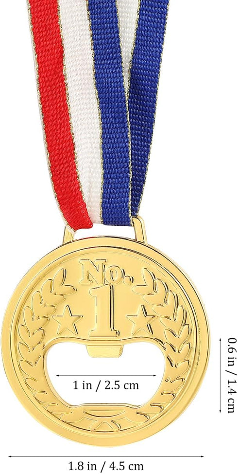 2PCS Medal Shaped Bottle Opener, Gold Medal Beer Opener with Neck Ribbon for Bar Bartender