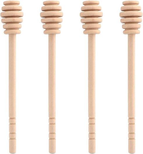 4 Pcs Wooden Honey Mixing Stirrer Sticks, 6.3 Inches Honey Dipper for Collecting and Dispensing Jam