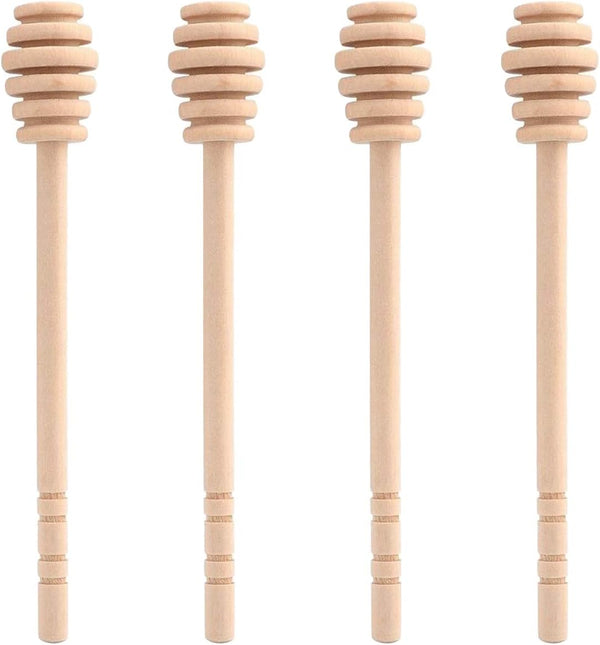 4 Pcs Wooden Honey Mixing Stirrer Sticks, 6.3 Inches Honey Dipper for Collecting and Dispensing Jam