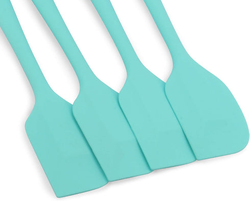 Silicone Spatula Set, 4-piece, Heat-Resistant Non-stick Rubber with Stainless Steel Core, Light Blue