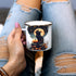 Mystical Black Cat Full Moon Enamel Camp Mug, Fall Halloween Spooky Outdoor Camping Coffee Cup, 12oz