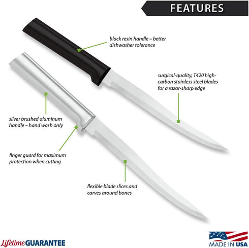 Rada Cutlery Carver Boning Knife, Silver Handle, Made in USA