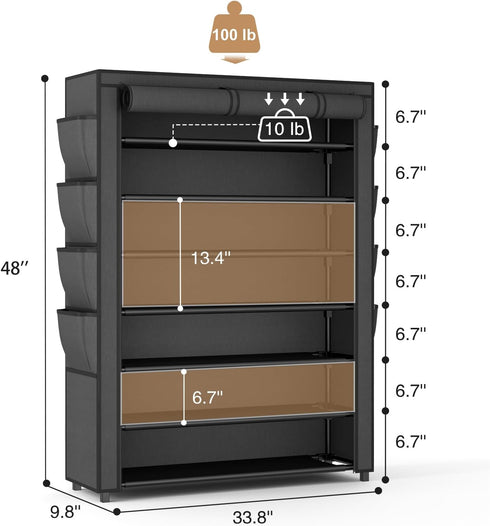 7 35-40 8 Closet, VTRIN Shoe Rack with Cover, Tier Shoe Organizer Storage for Pairs Shoes and Boots Large Capacity Tall