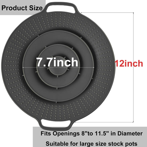 QTECLOR Pot Cover Spill Stopper Lid, Thicken Silicone Boil Over Safeguard, FDA Food Grade Cover for Pots 8" to 11.5"