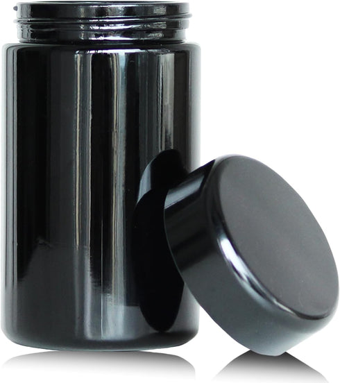 Black Glass Airtight Storage Container Jar 150ml with UV Protection for Spice and Coffee