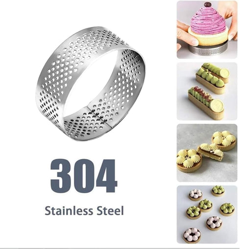 10 Pcs 1.98 Inch Stainless Steel Tart Ring, Heat-Resistant Perforated Cake Mousse Ring, Round Ring Baking doughnut tools 5cm