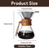 Tissting Wood Neck Pour Over Coffee Maker, 400ml Sleeve Brewer with Permanent Stainless Steel Filter