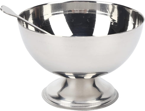 Pssopp Dessert Bowls with Forks, Stainless Steel Milkshake Cup, Medium Snack Dish for Ice Cream