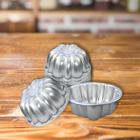 Weilan Egg Tart Molds Flower Shape, Aluminum Alloy Nonstick Pudding Pan, Cupcake Muffin Cups for Steaming and Baking