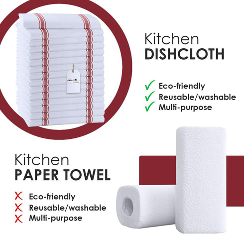 Avalon Kitchen Set Pack 15) 15x25 Inch, 100% Dish Towels (Value of Size Cotton Soft & Absorbent Kitchen Towels, Tea