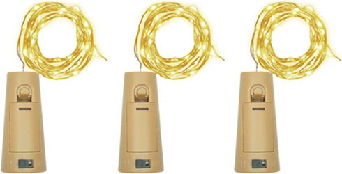 Wine Bottle Lights with Cork, Battery Operated 20 LED Fairy Mini String Lights for DIY, Party, Decor (3, Warm White)