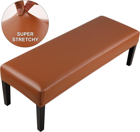 YISUN Leather Dining Room Bench Covers, Stretch Spandex Upholstered Bench Slipcover Removable Washable Anti-Dust Dining