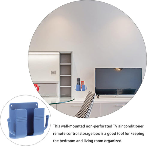 Healifty 5pcs Remote Control Holder with Hook, Wall Mounted Media Storage Box for Home Bedroom (Blue)