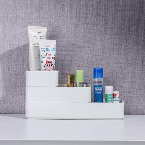 RAUVOLFIA 6 Pack Plastic Drawer Organizer Set, White Bathroom Vanity Trays for Makeup, Jewelry, Office, and Kitchen