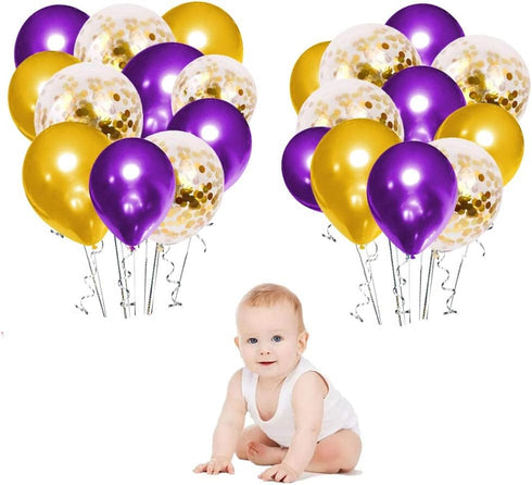 Purple Balloon Garland Arch Kit, 121 PCS Purple and Gold Party Decorations for Birthday, Graduation, Wedding