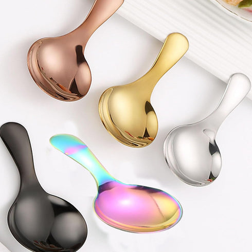 6 Pcs Thickened Small Round Stainless Steel Spoons for Honey, Candy, Coffee, Tea, Salt, Jam, Mustard - Ice Cream Spoon