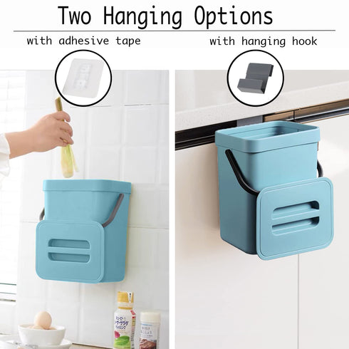 LALASTAR Small Trash Can with Lid, Indoor Kitchen Compost Bin for Countertop, 5L/1.3 Gal, Blue
