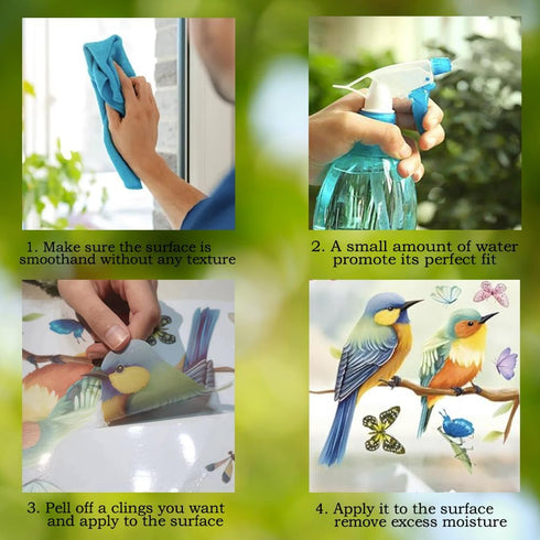 Vibrant Spring & Summer Window Clings, 78 PCS of Butterfly, Hummingbird, and Tulip Stickers for Home Decor.