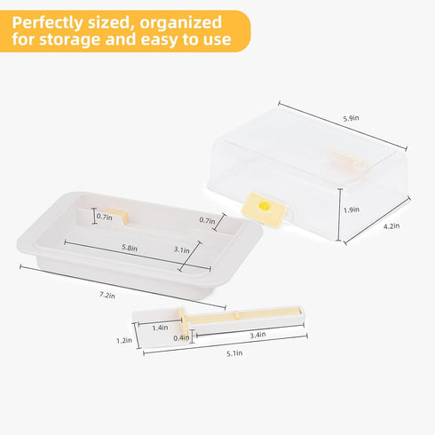 BRIDZON Countertop Countertop Butter Dish for and Fridge, Large Airtight Butter Box with Lid for & Travel, Clear Cover