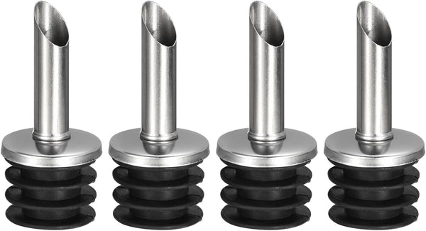 uxcell Stainless Steel Bottle Pourers, 4Pcs Olive Oil Spout, Wine Pourers Liquor