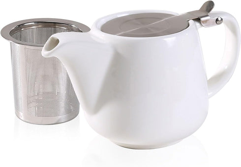 Ceramic Teapot with Stainless Steel Infuser - Heat Resistant 500ml/17oz Tea Pot for Loose and Blooming Tea