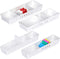Desk Drawer Organizer Tray, 4 PCS Plastic Office Organizer Set with Non-Slip Silicone Pads, White