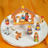 Fun Express Mini Christmas Nativity Set, 9 Pieces with Stable, Jesus, Mary, Joseph, Wisemen - Red, Blue, Green, Beige,