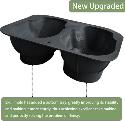 JETKONG Extra Large Silicone Skull Cake Mold, Haunted Skull Baking Cake Pan for Halloween and Birthday Party
