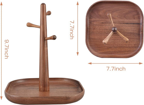 C-Joy Wood Handmade Wooden Key Holder - Decorative Key Rack for Entryway, Jewelry Key Stand Organizer (Walnut)