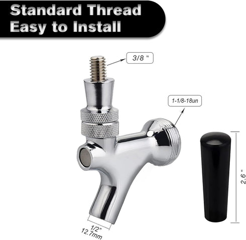 FERRODAY Polished Brass Draft Beer Faucet, Stainless Steel Core for Keg Tap Tower & Kegerator