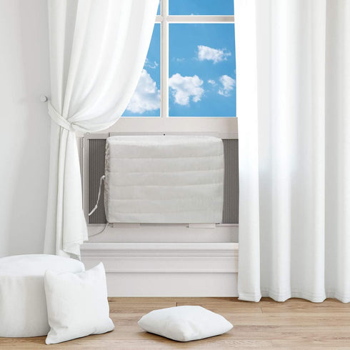 Luxiv Indoor Air Conditioner Cover - White Window Unit Protection, Anti-Rust Adjustable Cover with Free Elastic Straps