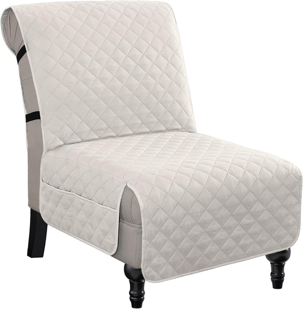 H.VERSAILTEX Water Resistant Accent Chair Cover Reversible Quilted Accent Chair Covers Without